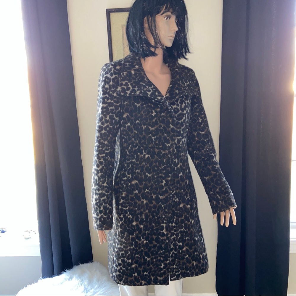 Women’s Stunning Via Spiga Leopard/Brown Animal Print Winter Coat Wool Blend 14